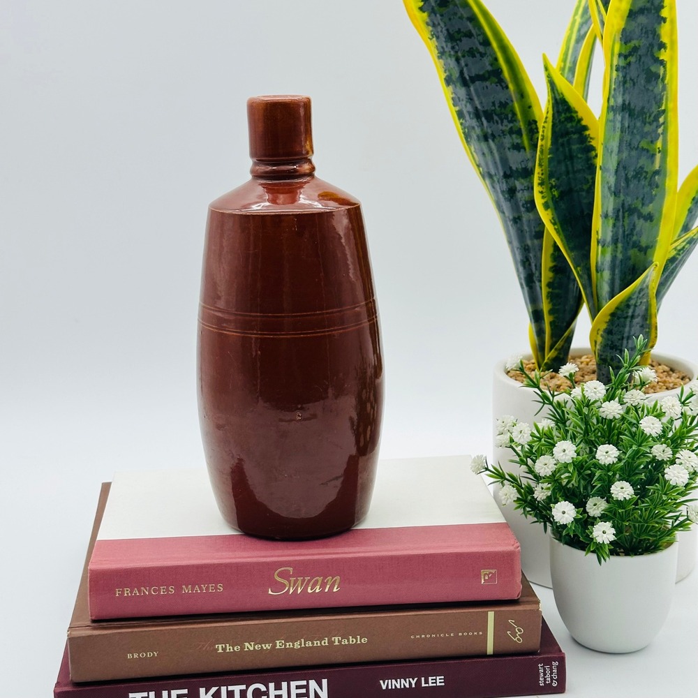 Vintage Lancers Wine Bottle Brown Stoneware Decorative Pottery Vase